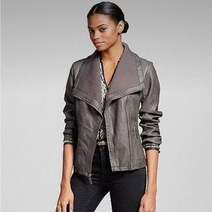 Mossimo Grey Assymetrical Leather Jacket - Size L